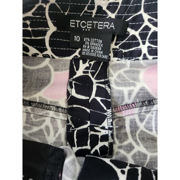 Etcetera pencil skirt black/white/pink floral print button detail sz 10 career - Picture 7 of 10